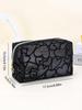 1pc Women Makeup Bag, Mesh Heart Flocked Decor,  Minimalist Mesh Heart Design Large Capacity, For Daily Use & Travel Makeup