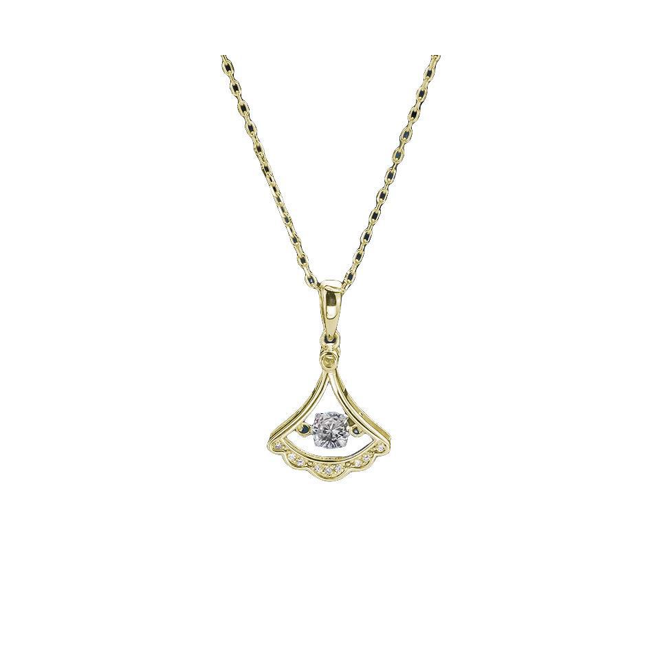 Elegant Fan-Shaped Diamond Pendant Necklace for Women - Korean Style, Trendy & Versatile Clavicle Accessory