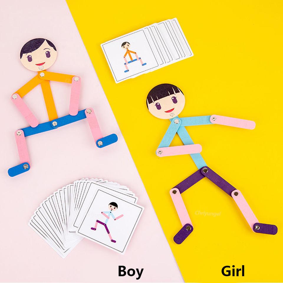 Montessori DIY Toys Wooden Sport Man Shape Game Educational Game Early Learning for Children Preschool Fine Motor Training