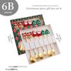 Cross-Border Christmas Stainless Steel Fork & Spoon Gift Set - Reindeer & Snowman Cartoon Pattern Dessert Gold Cutlery