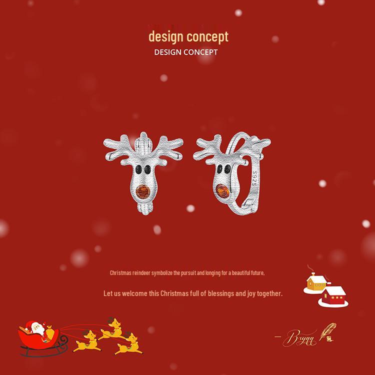 Everly Christmas Reindeer Ear Cuffs: s925 Sterling Silver Cute Earrings for Women