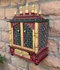 Hand-Painted Wooden Temple | Wall Mounted Pooja Home Mandir | Miniature Pooja Mandap | Rajasthani Art Shrine for Home Decor, Hindu Religion