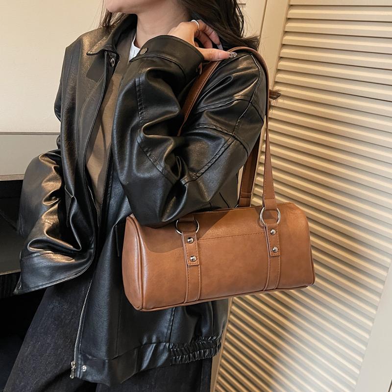 Retro Solid Color Women's PU Leather Pillow Shoulder Bag 2026 New Trend Simple Underarm Bag for Daily Use Handbags and Purses