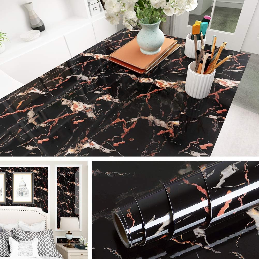 PVC Thickened Waterproof And Oil-proof Marble Wallpaper Self-adhesive Sticker Bathroom Cabinet Cooktop Desktop Decorative Film