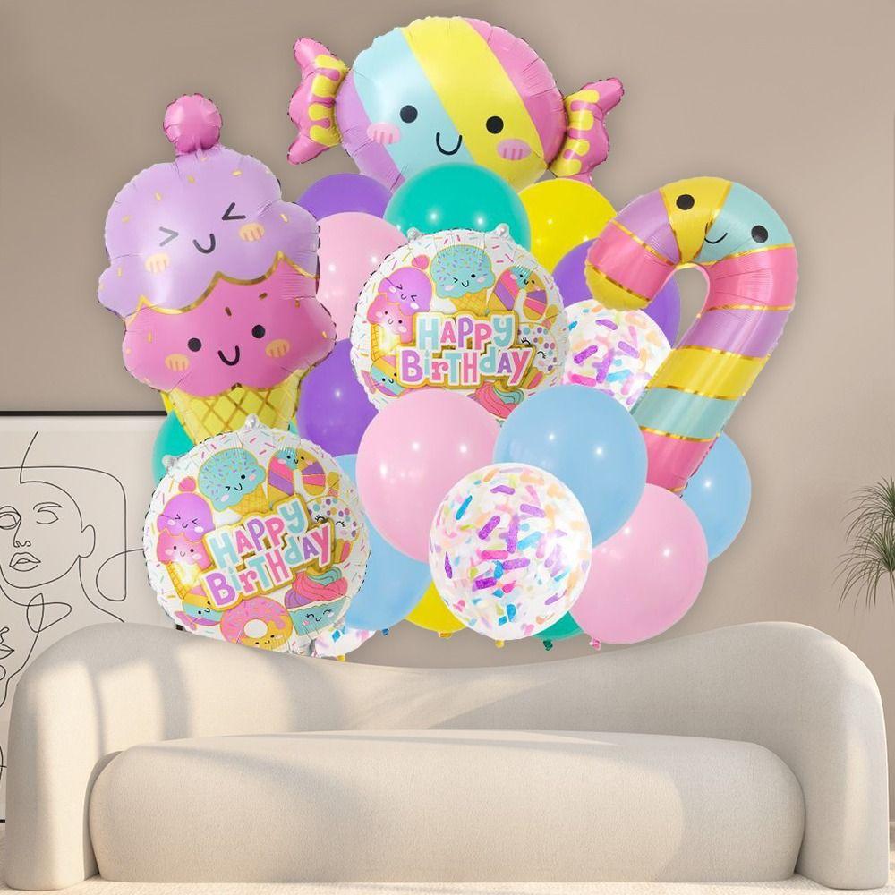 23pcs Ice Cream Sweets Mylar Birthday Party Celebration Summer Theme Party  Girls