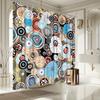 Vibrant Circular Patterns Print Waterproof Shower Curtain, Colorful Abstract Design High-End Toilet Partition Curtain