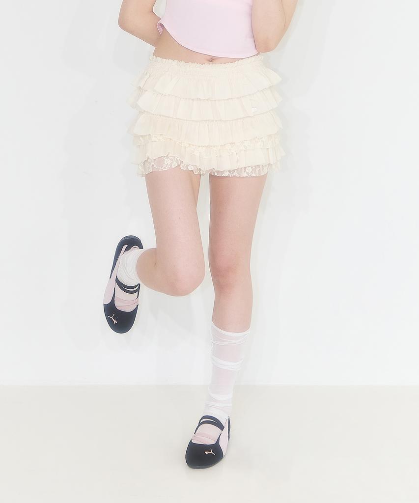 ILLIGO Tiered Frill Skirt Pants Ivory