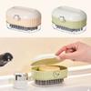 Plastic Soap Dish Holder with Roller Brush Drainable Soap Box Multi-functional Cleaning Brush Bathroom Kitchen Sink Organizer