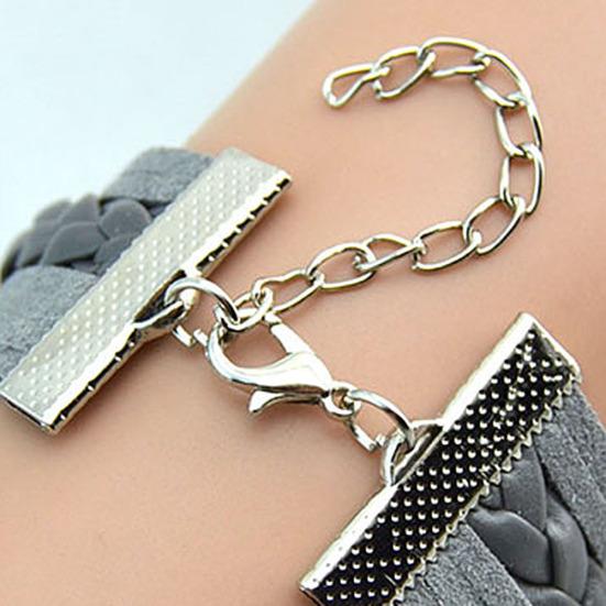 Multilayer Infinity Owl Charm Handmade Leather Bracelet Cuff Bangle Chain