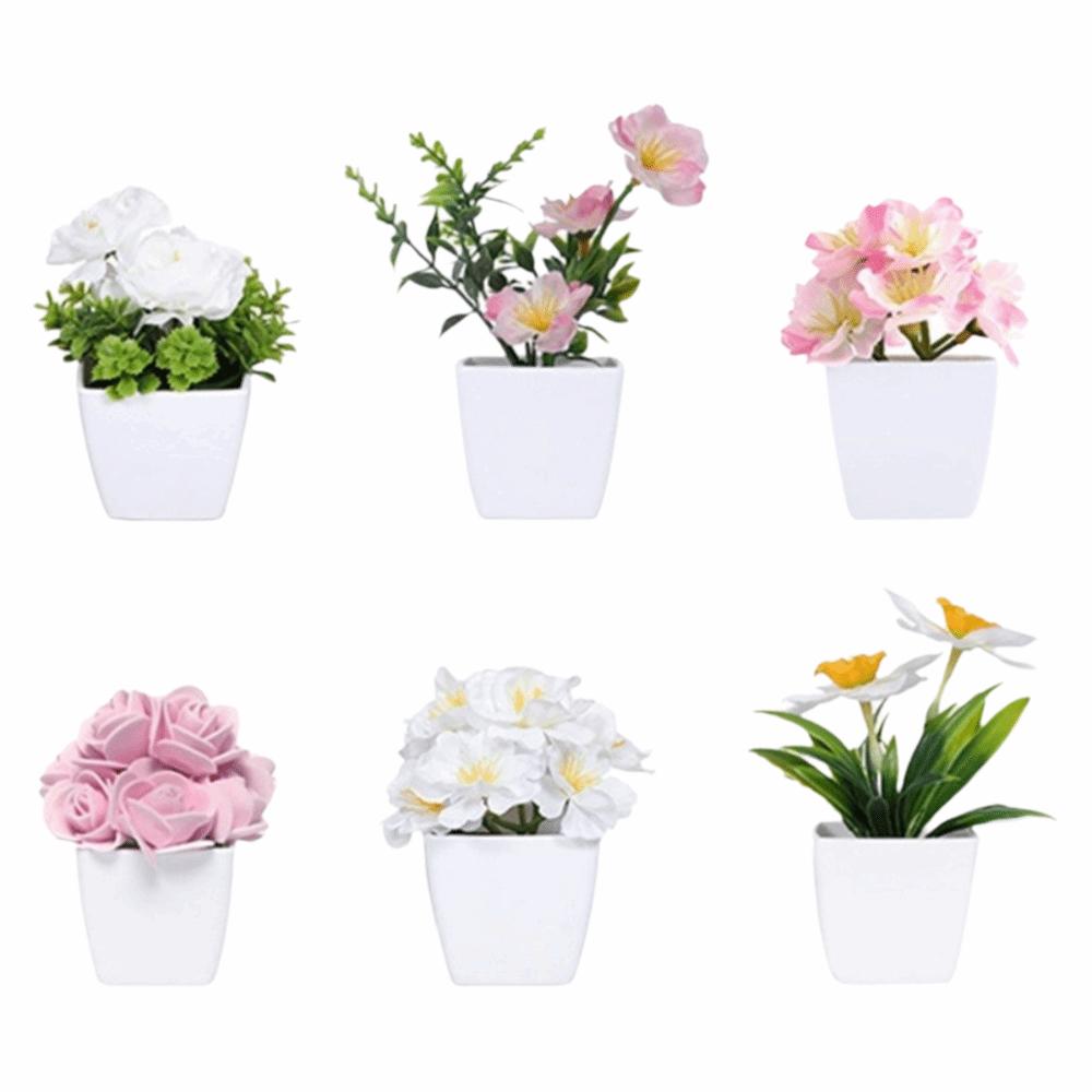 3/6PCS Set New DIY Artificial Potted Plant Mini Plastic Artificial Flower Bonsai Tabletop Landscape Home Display