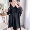 Ruth pajamas women's French pure desire ice silk suspender nightdress sexy lace pure desire court style loungewear