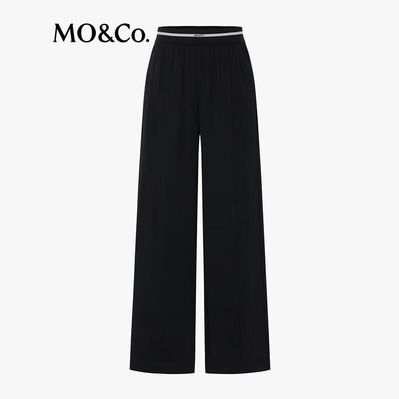MO&Co. Cooling Triacetate Elastic High Waist Wide Leg Trousers