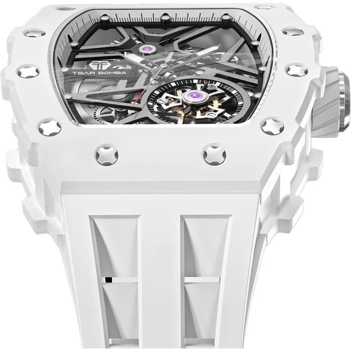 Men's Automatic Watch - TSAR BOMBA - Luxury Tonneau - Sapphire Crystal - Waterproof 50m - Black
