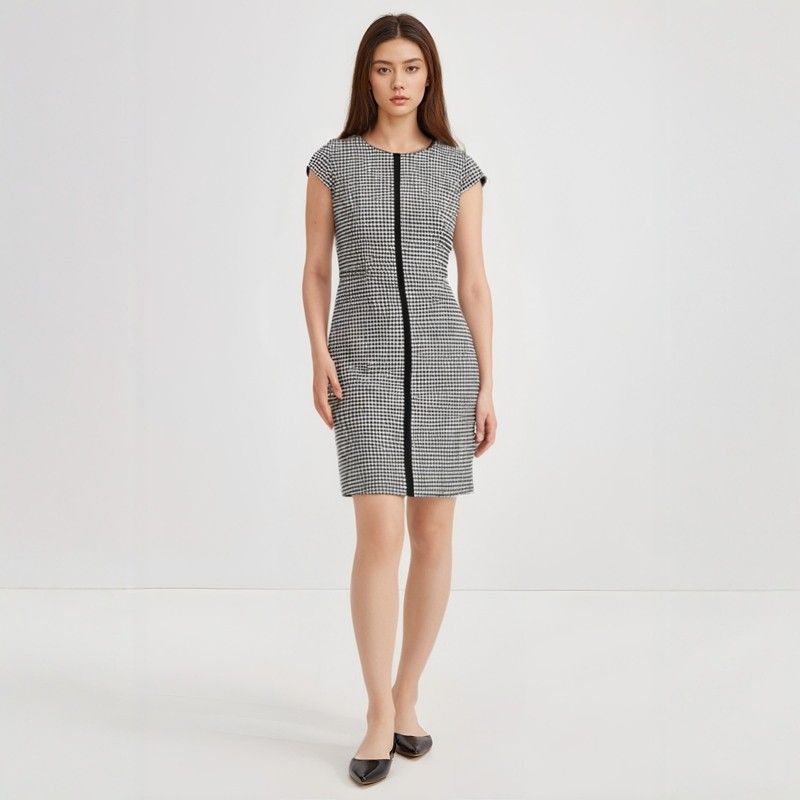 

Big Sale Fashion Export JCR Thick Wool Dress Pure Original Work Clothing Ol Houndstooth Slim Looking Suit Skirt Thousand bird grid US4