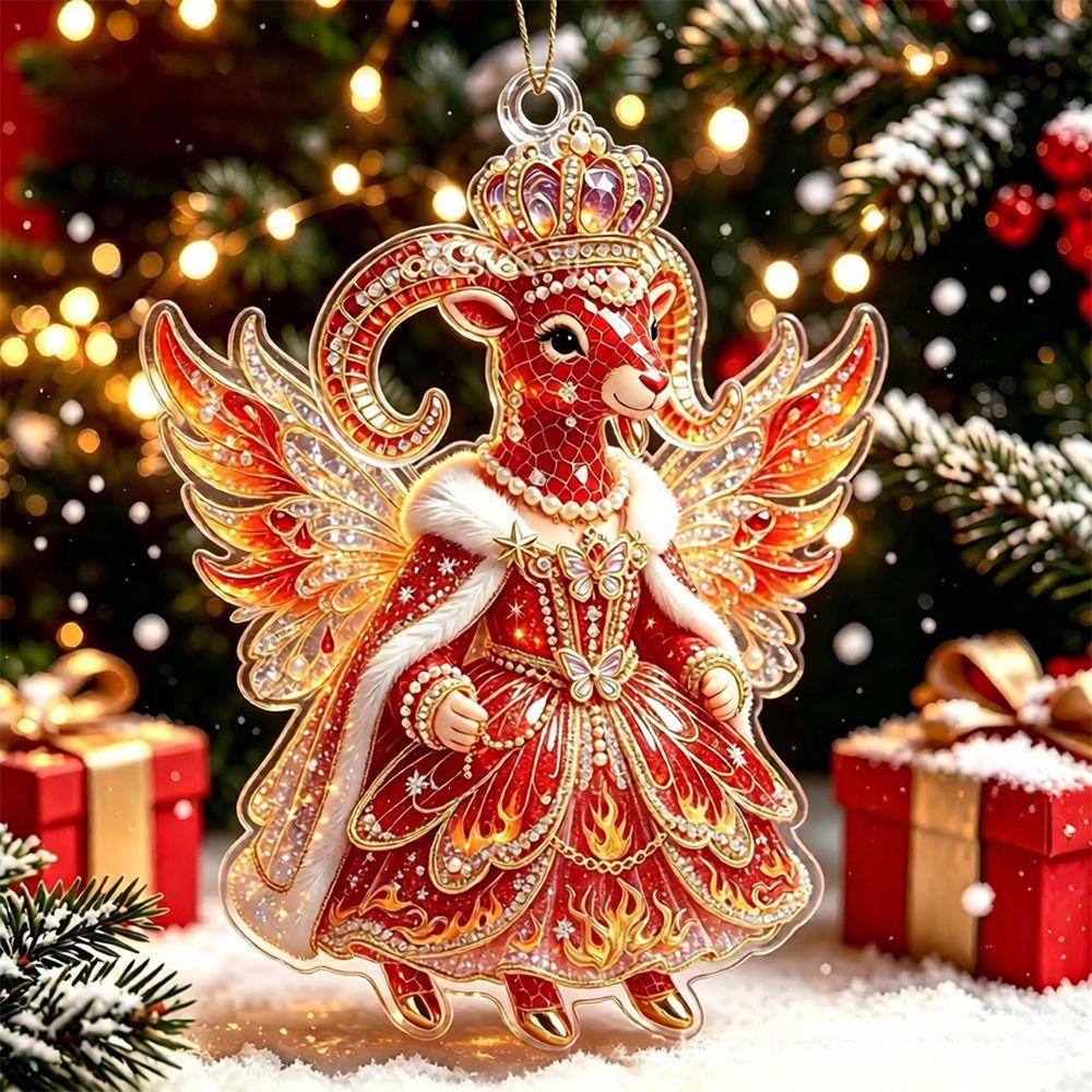 2D Flat Goat Hanging Ornament Set Shining Animal Hanging Decoration New Goat Pendant Bag Charms