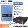 ANENJI Baterie LiFePo4 51.2V 100AH Celule Clasa A 5KWH BMS 6.2KW 48V Invertor Solar Hibrid AC 220VAC Sinus Pur 120A PV 60-500VDC