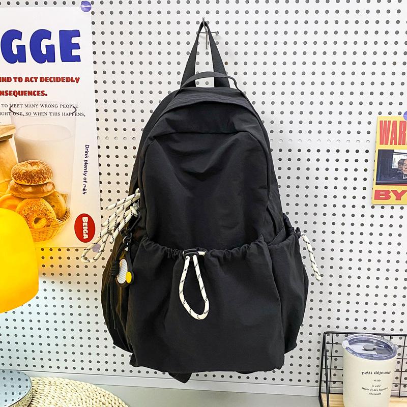 Schoolbag Solid Color Nylon Backpack Women's 1011 Summer New Large Capacity Middle and High School Student School Bag Lightweight Travel Bag