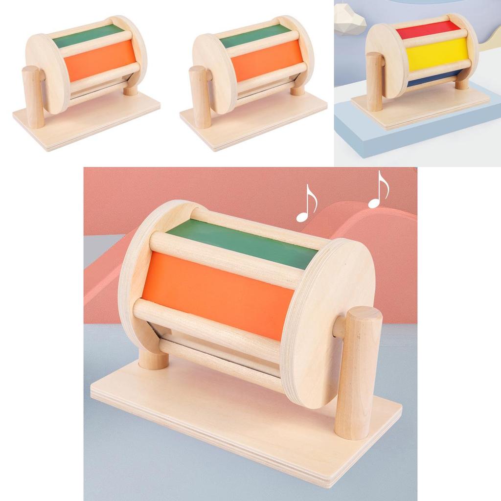Wooden Montessori Textile Drum Educational Toy For Preschool Learning