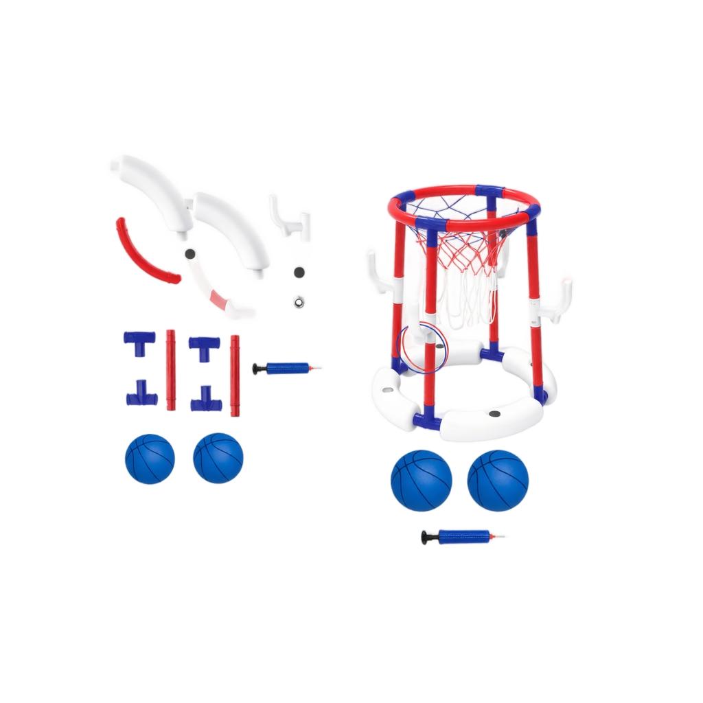 Aufblasbares Wasser-Basketballkorb-Set mit Pumpe und zwei Bällen Geeignet für Pool und Außenbereich Langlebig Leicht Tragbares Design