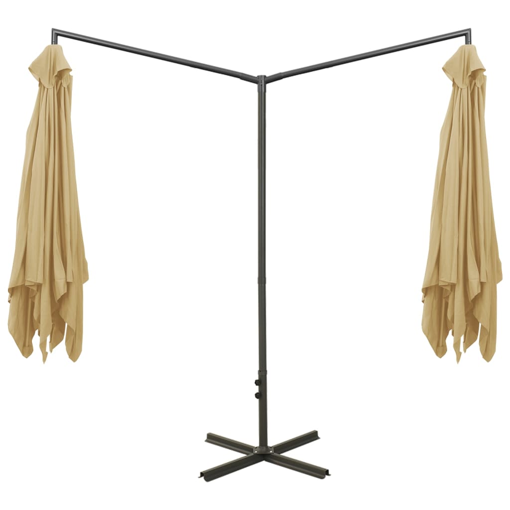 Double Cantilever Sun Umbrella with Steel Pole 600 X 300 Cm Taupe