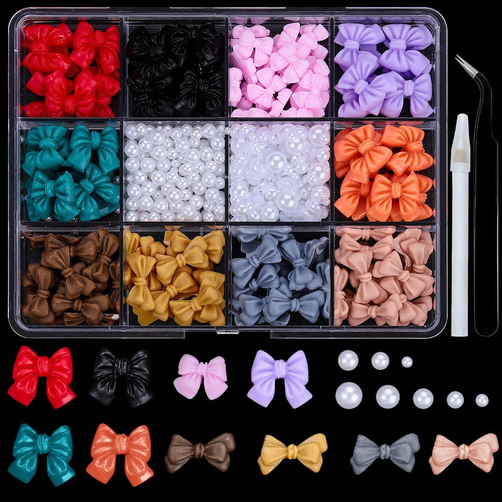 

Набор из 12 сеток, микс украшений для нейл-арта в виде бантов, украшения из смолы своими руками, микс украшений для нейл-арта с цветным жемчугом.