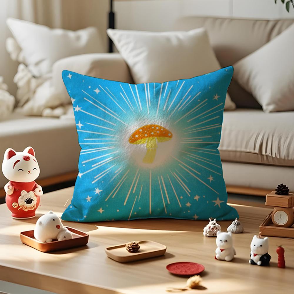 Anime Lucky Fruit Fun Pillow Case Silky Short Plush with Invisible Zipper Dustproof Sofa Cushion Cover for Home Decor