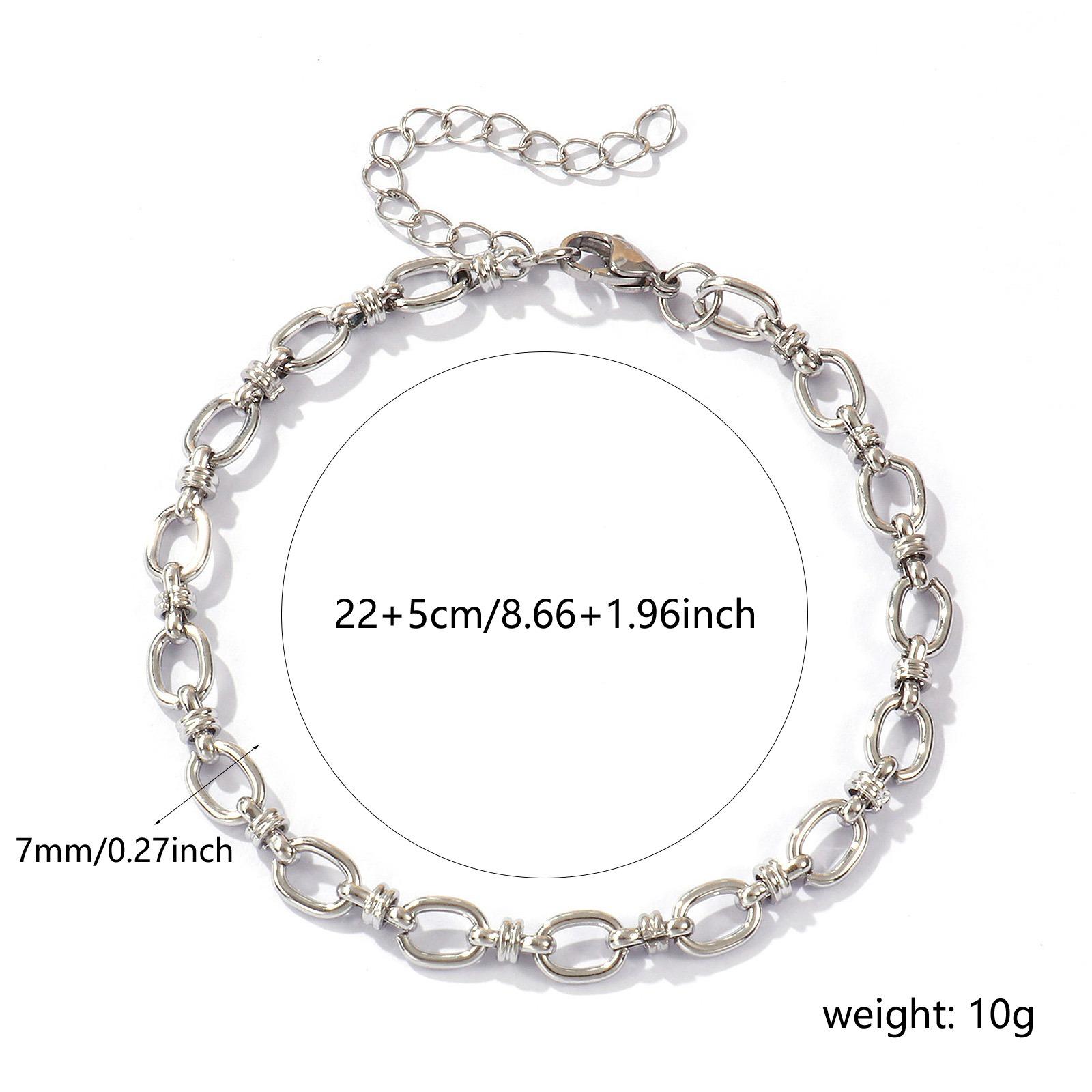 1 Piece New Fashion Stylish Anklet Multicolor 304 Stainless Steel Link Cable Chain Anklet Women Men Summer Jewelry 22cm long