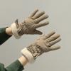 Student female winter cycling bow thickened cold-proof cute winter gloves velvet warm