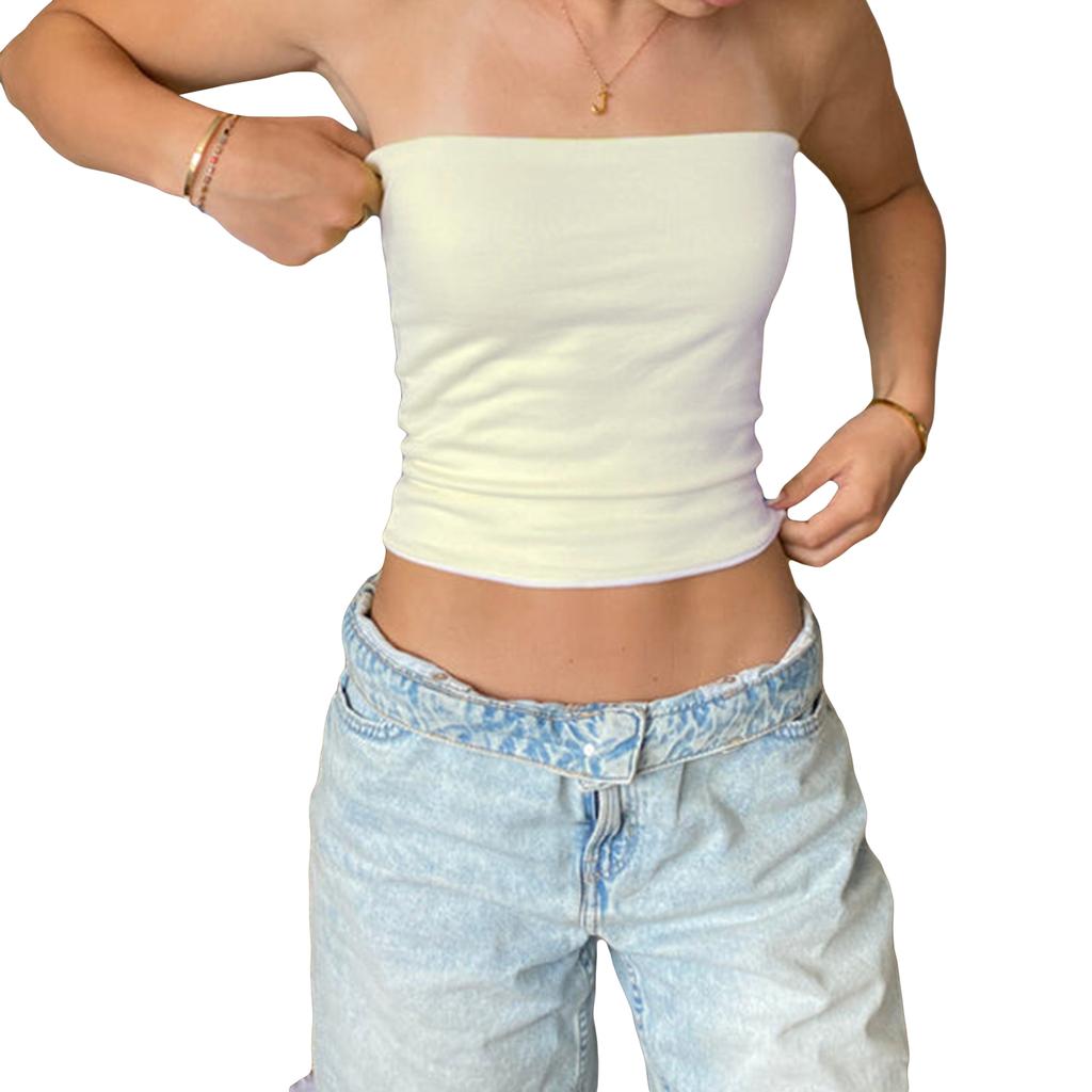 Women's Crop Tube Tops Tight Fitted Sleeveless Strapless Off Shoulder Backless Tops Shirt for Party Club Cocktail