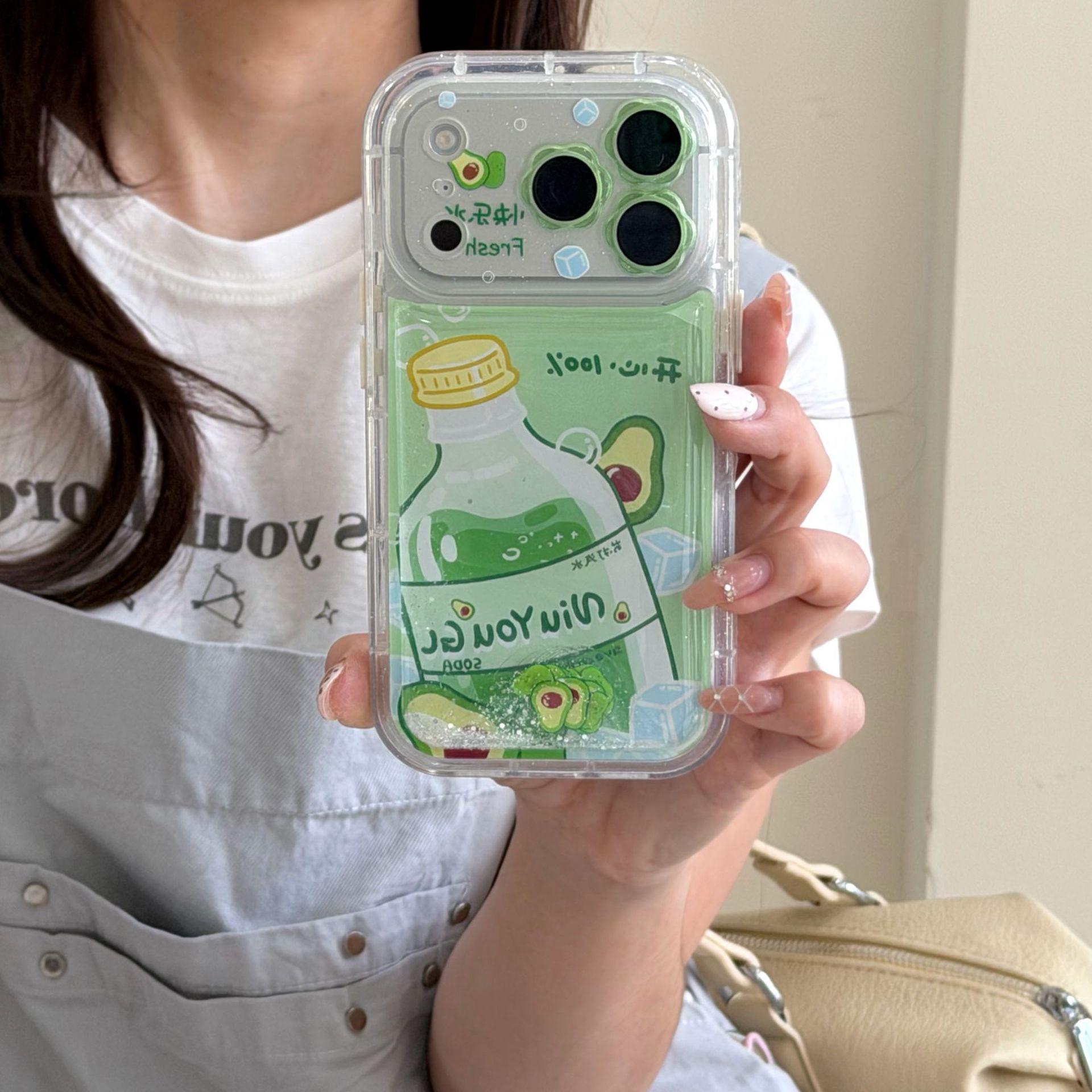 

Summer Soda iPhone Case for iPhone 15/16 Pro Max/17 Pro with Flower Lens Design iPhone 15