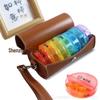 Tragbarer magnetischer Pillen-Organizer aus PU-Leder – 14 Fächer, 7-Tage-Aufbewahrungsbox