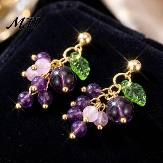 Elegant Earrings for Dates 1 Pair Grape Earring Women, Cute Fruit Dangle Drop Earrings, Pastoral Style Accessories 3D Purple Shaped Summer Jewelry