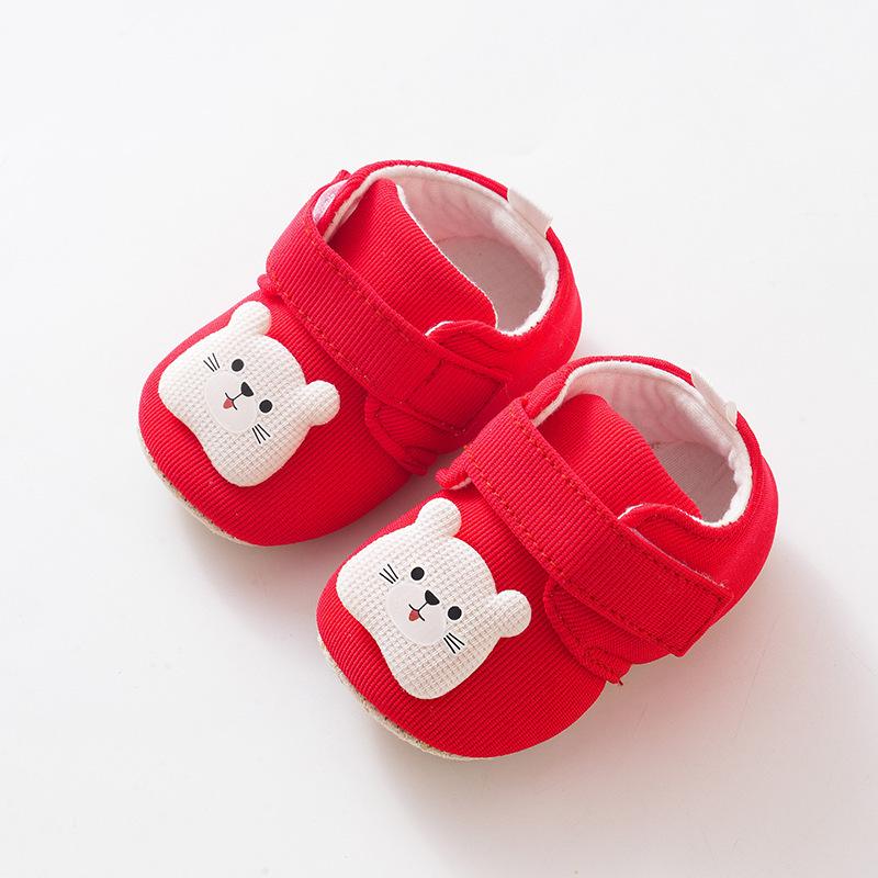 Soft Sole Spring & Autumn Baby Walker Shoes: Cartoon Lace-Up, Anti-Slip, Cloth Front for 6-12 Months
