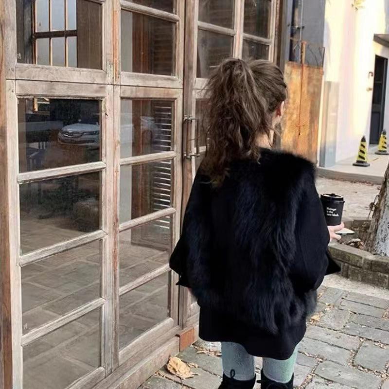 

Жіночий жилет з еко-хутра середньої довжини, вільний, теплий, повсякденний, зимовий верхній одяг S чорний