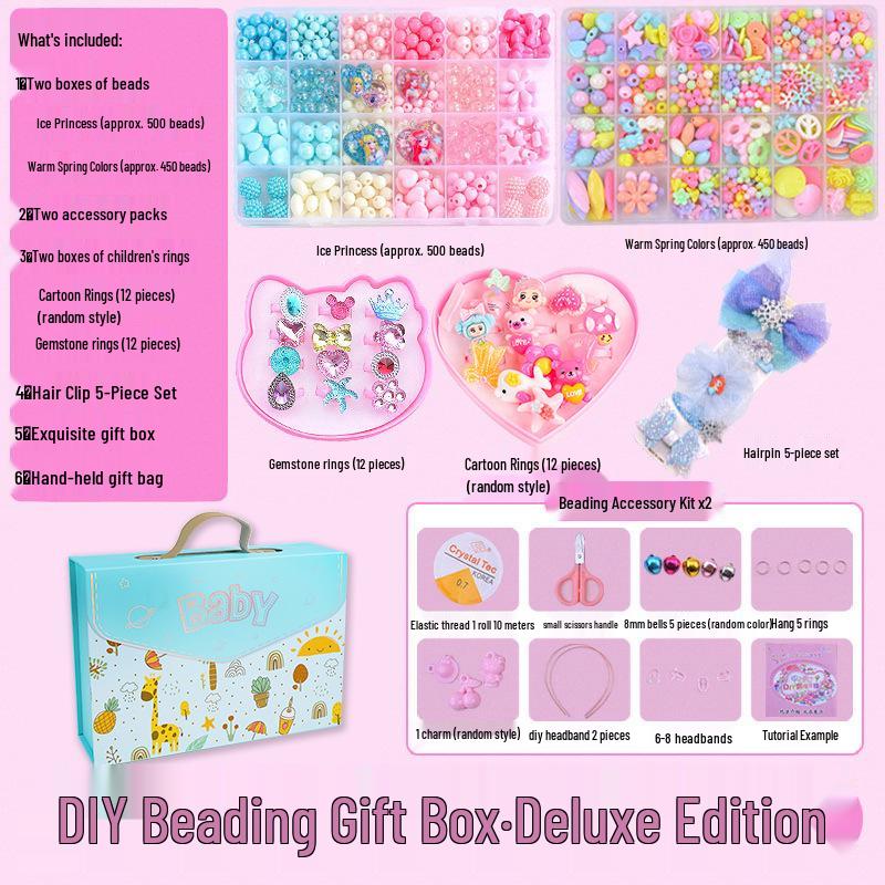Beaded Toy Kit for Girls: DIY String Beads for Handmade Necklaces - Educational Birthday Gift