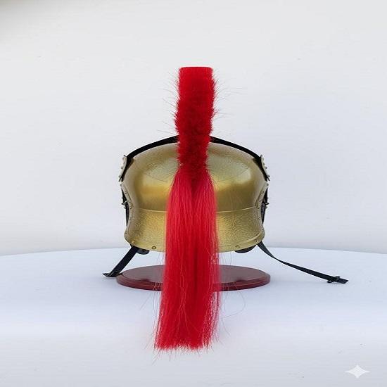 Medieval Roman Praetorian Guard Helmet, Brass Knight Helmet with Lion Engraving Red Plume Cosplay Armor, Display Helmet for Collectors