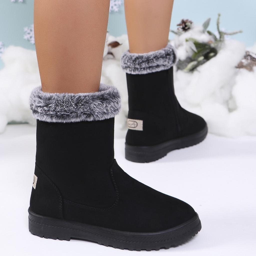 Women's Winter Platform Snow Boots Non-Slip Ankle Booties With Faux Fur Lining Faux Suede Walking Warm Comfortable Mid-Calf Boots Shoes for Women