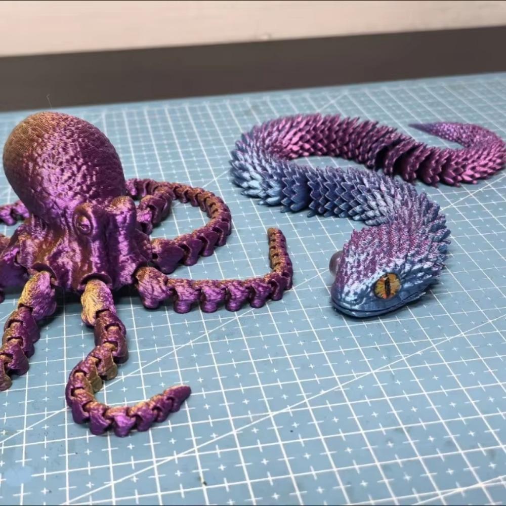 3D Printed Octopus Figurine Flexible Joints Home Office Desktop Decor Ocean Animal Aquarium Fish Tank Octopus Ornaments