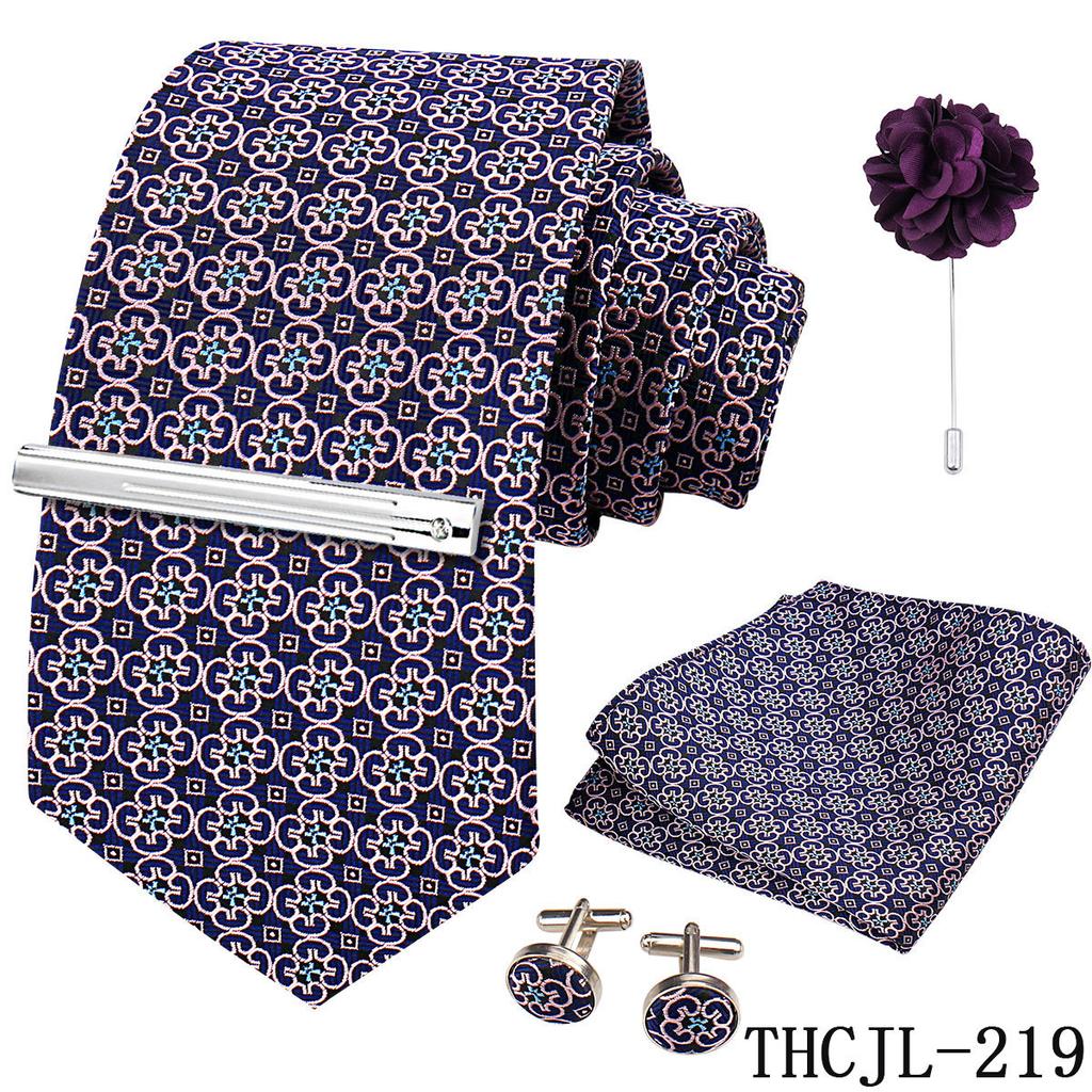Men'S Business Dress Tie 5-Piece Groom Best Man Dress Accessories Gaowei Dense Jacquard Tie Worker