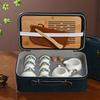 Chinese tea set, white jade tea set, Kung Fu tea set, Kung Fu tea set, 6 cups portable ceramic tea set large