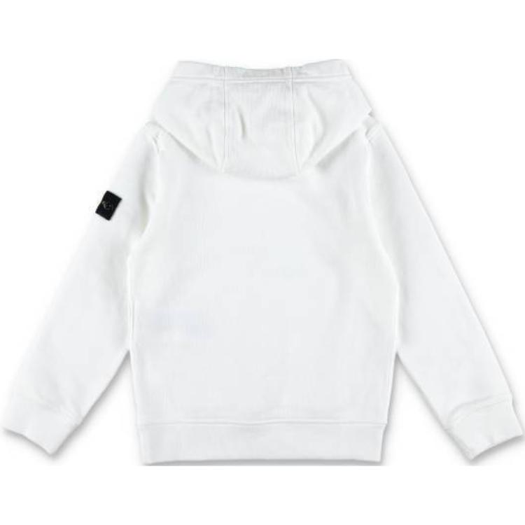 Stone Island Hoodie Kids Solid Color Logo Pullover Long Sleeve White Kids hoodies 811661620-V0001