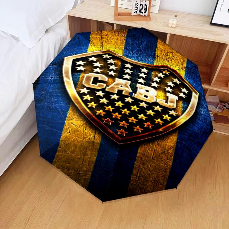 1 Stück Boca Fußballverein Bedruckter Regenschirm Faltregenschirm, Automatischer Regenschirm 8-Rippen für Reisen, Camping Fan Geschenke Weihnachtsgeschenke