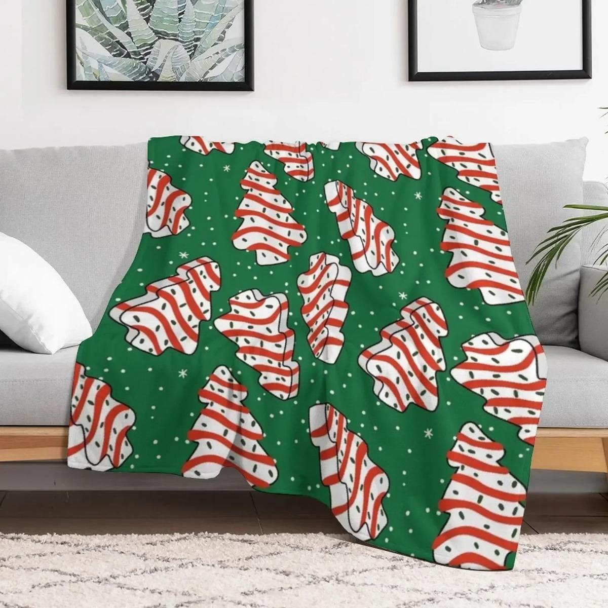 Christmas Tree Snack Cakes Throw Blanket for Babies Furry Stuffeds Bed Plaid Blankets 75cmx90cm
