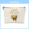 Popular Cross-border Seller Bee Pattern Linen Makeup Bag With Zipper