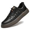 Men's Large Size Leather Casual Sneakers - Spring/Summer Breathable Cowhide with Soft Sole