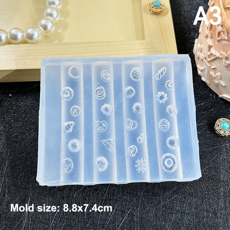 3D Silicone Nail Art Mold Cartoon Cute Dog Bear Cake Bread Relief Carving Diy Design Nail Parts Charm Decorations Manicure Tool