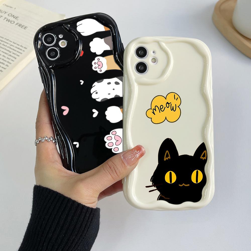 LZ9 мультяшный кот милый художественный дизайн прозрачные мягкие волнистые чехлы — фото 5