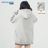JEANSWEST Damen Locker Geschnittenes Kapuzen-Cardigan-Sweatshirt mit Cartoon-Print