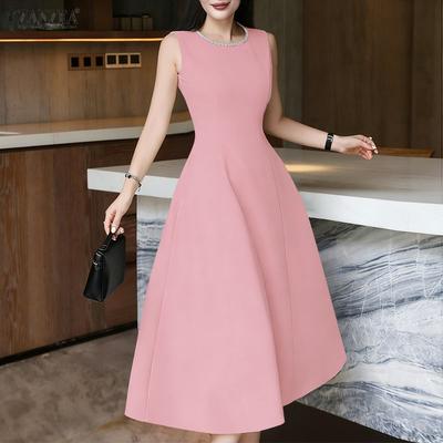 Vestido casual sin mangas suelto con cuello redondo para mujer