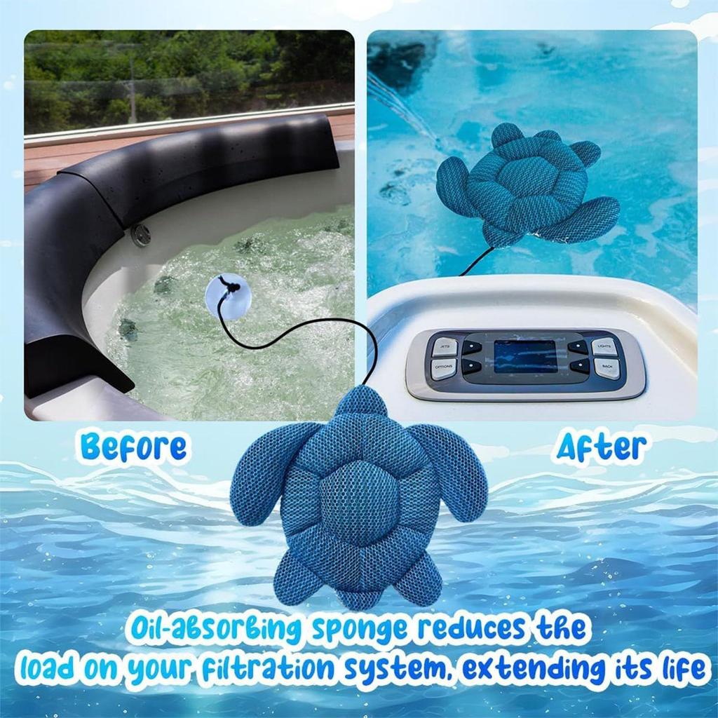 Turtle Shape Tub Scum Absorber Versatile Reusable and Washable Hot Tub Sponge Reusable Cleaner Supplies for Spa Bath Water